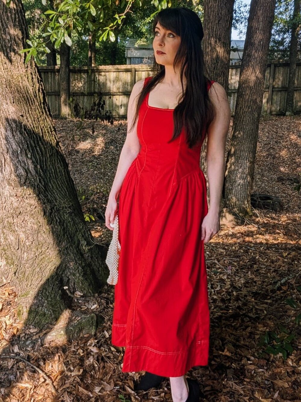 Free Assembly red Cottagecore dress